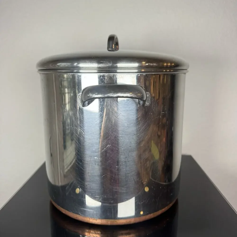 VTG Revere Ware 1801 Copper Bottom 12 Qt Quart StockPot w/ Lid Clinton Illinois